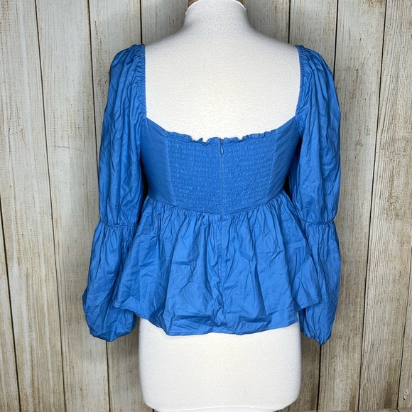 Reformation Jaxley Top Azure Blue Shirt - Picture 3 of 5